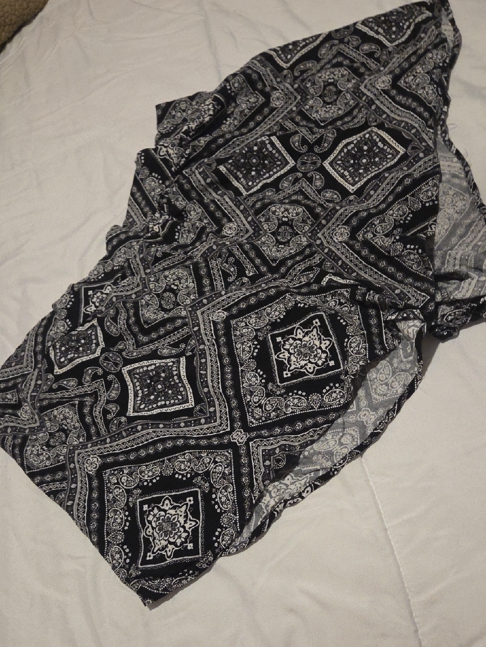 No Boundaries Black and White Paisley Bandana Shorts